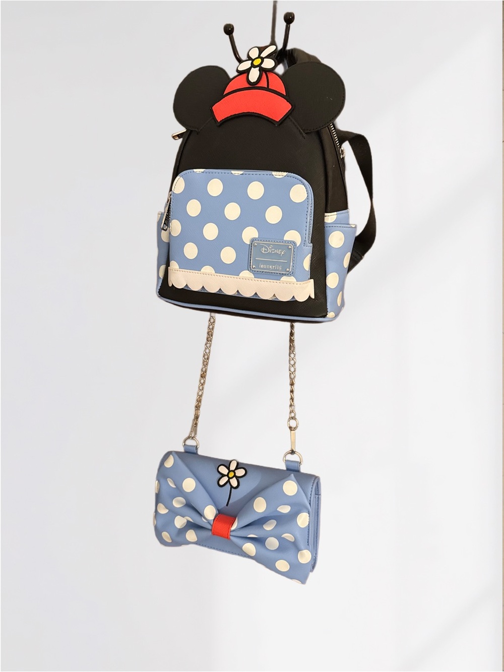 Disney Loungefly Minnie Mouse Reteo Polka Dot Backpack and Crossbody Set NWOT
